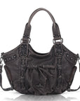 Vintage Studded Multi-Pocket Crescent Hobo Shoulder Bag
