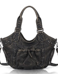 Vintage Studded Multi-Pocket Crescent Hobo Shoulder Bag