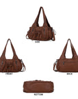 Vintage Studded Multi-Pocket Slouchy Tote Shoulder Bag