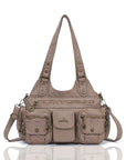 Retro Utility Multi-Pocket PU Leather Crossbody Bag