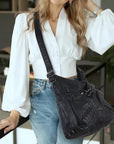 Vintage Multi-Zip Biker Hobo Shoulder Bag