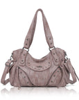 Washed Curved-Panel Slouchy Hobo Shoulder Bag