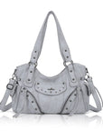Washed Curved-Panel Slouchy Hobo Shoulder Bag