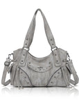 Washed Curved-Panel Slouchy Hobo Shoulder Bag