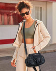 Vintage Multi-Pocket Hobo Shoulder Bag with Crossbody Strap