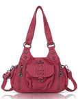 Vintage Multi-Pocket Hobo Shoulder Bag with Crossbody Strap