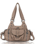 Vintage Multi-Pocket Hobo Shoulder Bag with Crossbody Strap