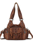 Vintage Multi-Pocket Hobo Shoulder Bag with Crossbody Strap