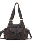 Vintage Multi-Pocket Hobo Shoulder Bag with Crossbody Strap