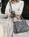 Textured Utility Multi-Pocket Satchel Bag