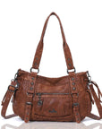 Studded Utility Multi-Pocket Horizontal Tote Shoulder Bag