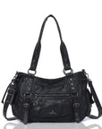 Studded Utility Multi-Pocket Horizontal Tote Shoulder Bag