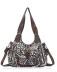 Vintage Multi-Pocket PU Shoulder Bag with Detachable Crossbody Strap