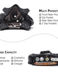 Vintage Multi-Pocket PU Shoulder Bag with Detachable Crossbody Strap