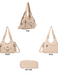 Vintage Multi-Pocket PU Shoulder Bag with Detachable Crossbody Strap