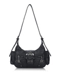 Moto-Inspired Multi-Pocket Crescent Shoulder Bag