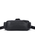 Moto-Inspired Multi-Pocket Crescent Shoulder Bag