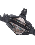 Moto-Inspired Multi-Pocket Crescent Shoulder Bag