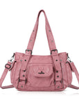 Utility-Inspired Multi-Pocket PU Tote Bag