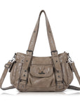 Utility-Inspired Multi-Pocket PU Tote Bag