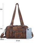 Vintage Multi-Pocket PU Bowling Shoulder Bag