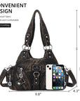 Moto-Style Zip-Detail Multi-Pocket Shoulder Bag