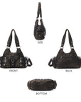 Moto-Style Zip-Detail Multi-Pocket Shoulder Bag
