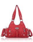 Moto-Style Zip-Detail Multi-Pocket Shoulder Bag