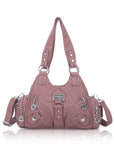 Moto-Style Zip-Detail Multi-Pocket Shoulder Bag