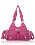 Moto-Style Zip-Detail Multi-Pocket Shoulder Bag