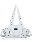 Moto-Style Zip-Detail Multi-Pocket Shoulder Bag