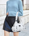 Moto-Style Zip-Detail Multi-Pocket Shoulder Bag