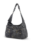Large Studded Utility Hobo Shoulder Bag