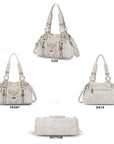 Washed Western Studded Shoulder Tote Bag with Lace-Up Detail