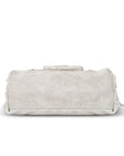Washed Western Studded Shoulder Tote Bag with Lace-Up Detail