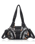 Buckle-Detail Convertible Multi-Pocket Shoulder Bag