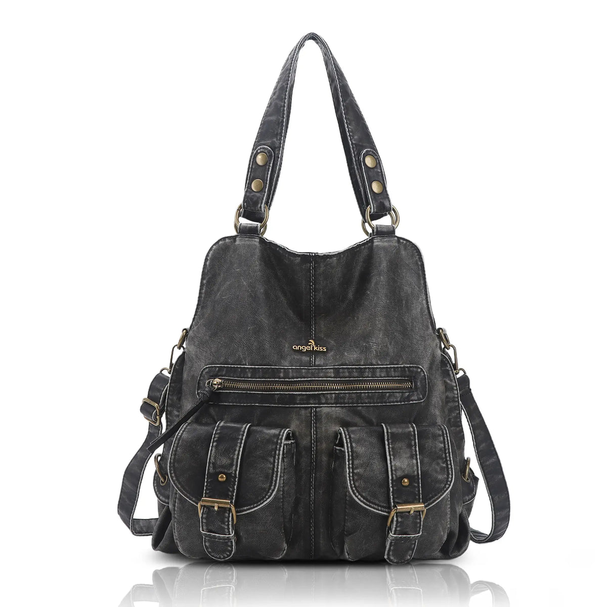 Utility Multi-Pocket PU Hobo Shoulder Bag