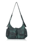 Shoulder Bag – Vintage Crescent with Flower Zip Charms