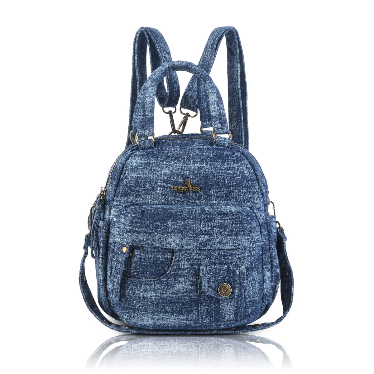 Convertible Denim Mini Backpack Purse