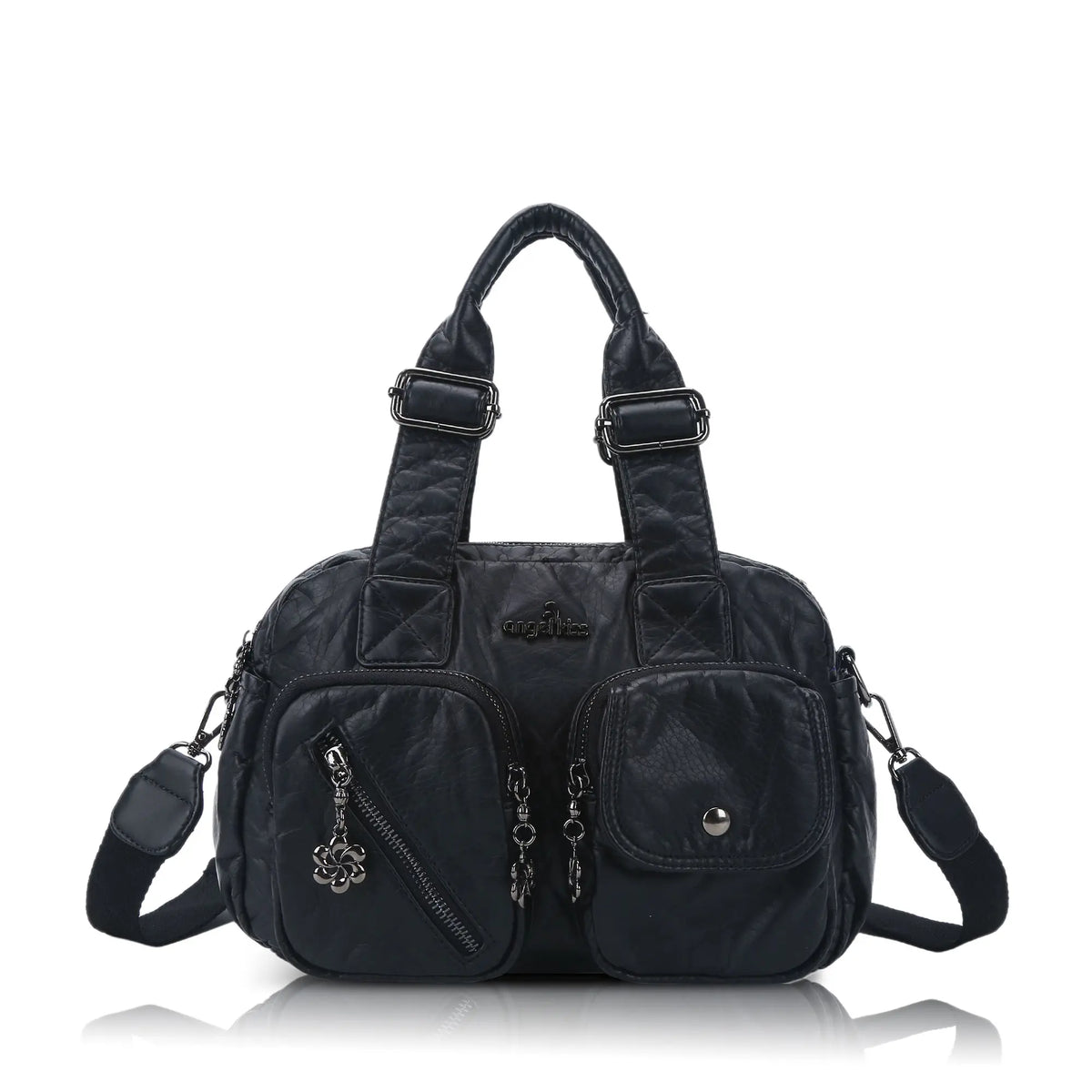 Vintage Multi-Pocket Twin-Handle Satchel Tote Bag