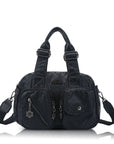 Vintage Multi-Pocket Twin-Handle Satchel Tote Bag