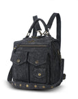 Convertible Denim Twin-Pocket Backpack
