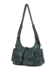 Shoulder Bag – Vintage Crescent with Flower Zip Charms