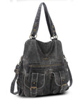 Utility Multi-Pocket PU Hobo Shoulder Bag
