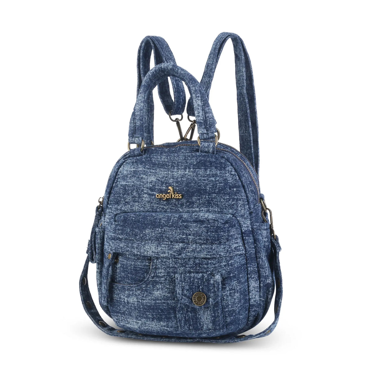 Convertible Denim Mini Backpack Purse
