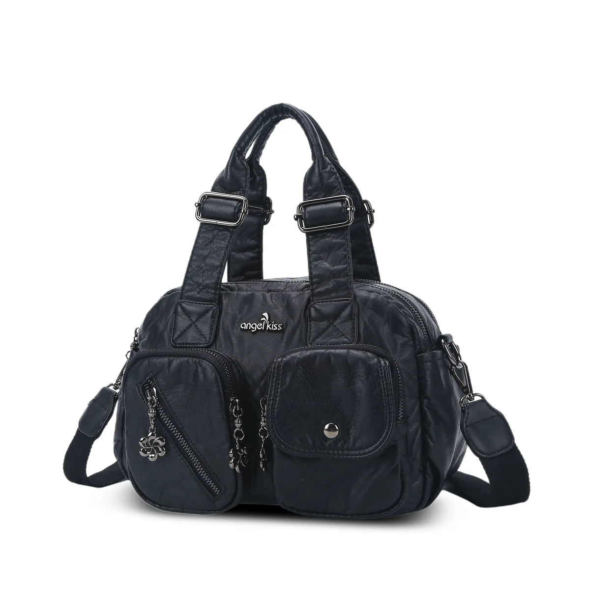 Vintage Multi-Pocket Twin-Handle Satchel Tote Bag