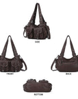 Vintage Studded Multi-Pocket PU Shoulder Bag