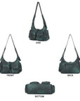 Shoulder Bag – Vintage Crescent with Flower Zip Charms