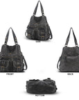 Utility Multi-Pocket PU Hobo Shoulder Bag
