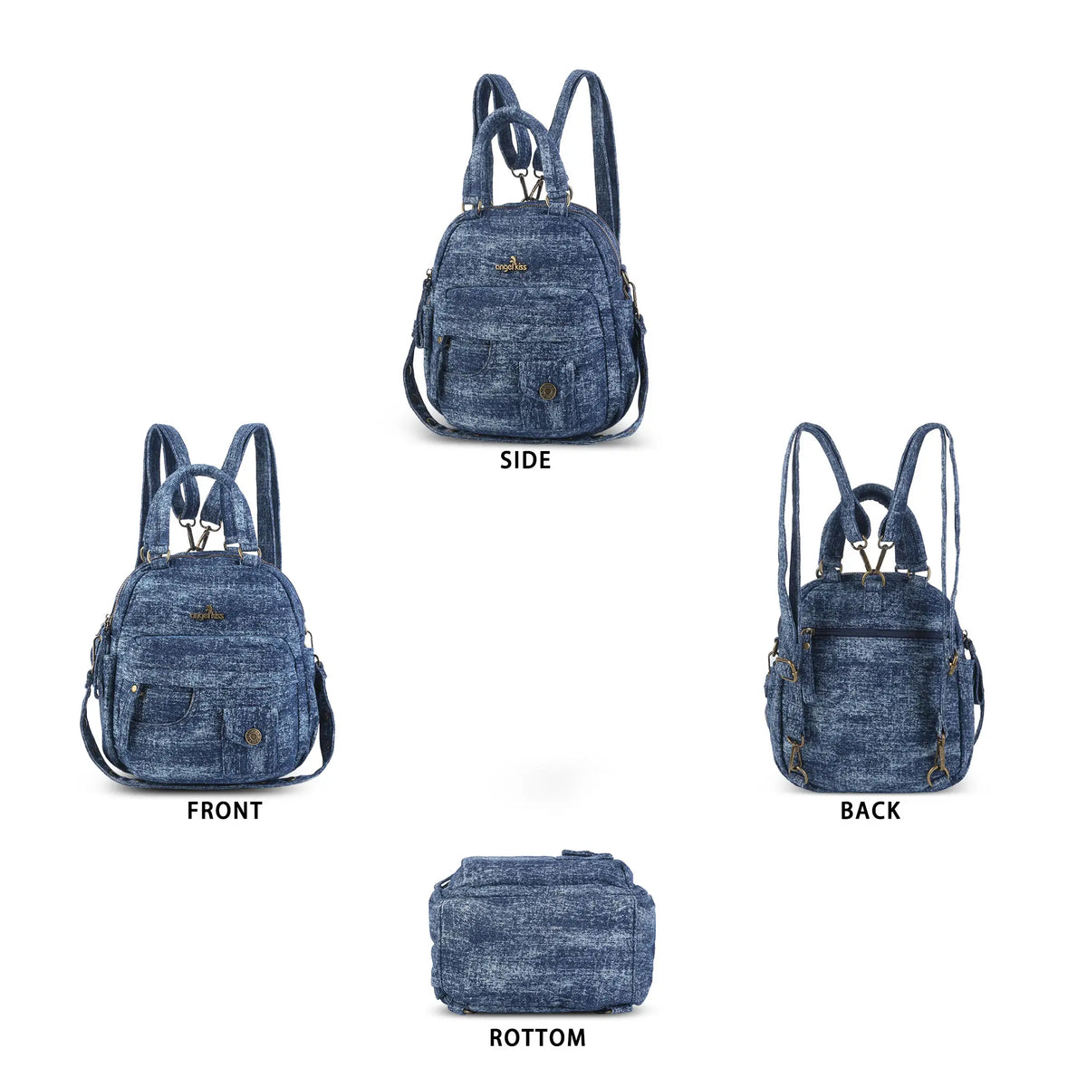 Convertible Denim Mini Backpack Purse